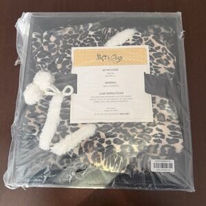 Soft Cozy Leopard Print Sherpa Throw Bootie Blanket Plush Winter Home Decor Gift